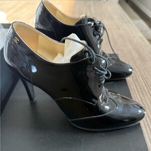 CHANEL 99MM SUITE LACE UP BOOTIE